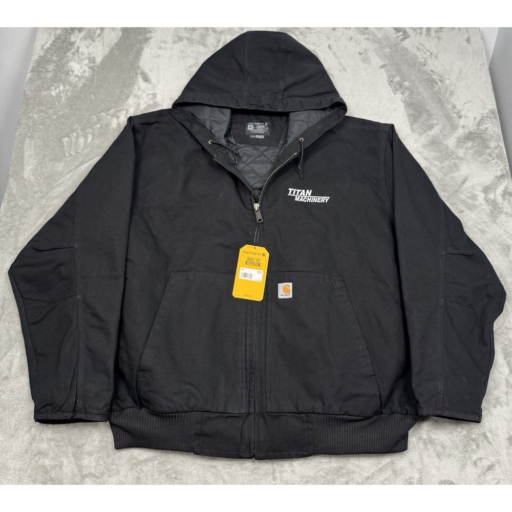 Carhartt Black Canvas Jacket Mens 4XL J130 Hooded Coat Insulated Quilted Logo NW